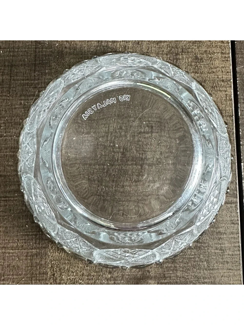 Vintage KIG Malaysia King's Crown Thumbprint Clear Glass Berry Serving Bowl 6